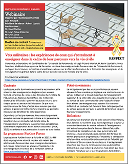 Voix militaires : les expériences de ceux qui s’entraînent à
enseigner dans le cadre de leur parcours vers la vie civile